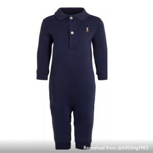 Baby Boy Ralph Lauren Polo Navy Coverall Playsuit Romper